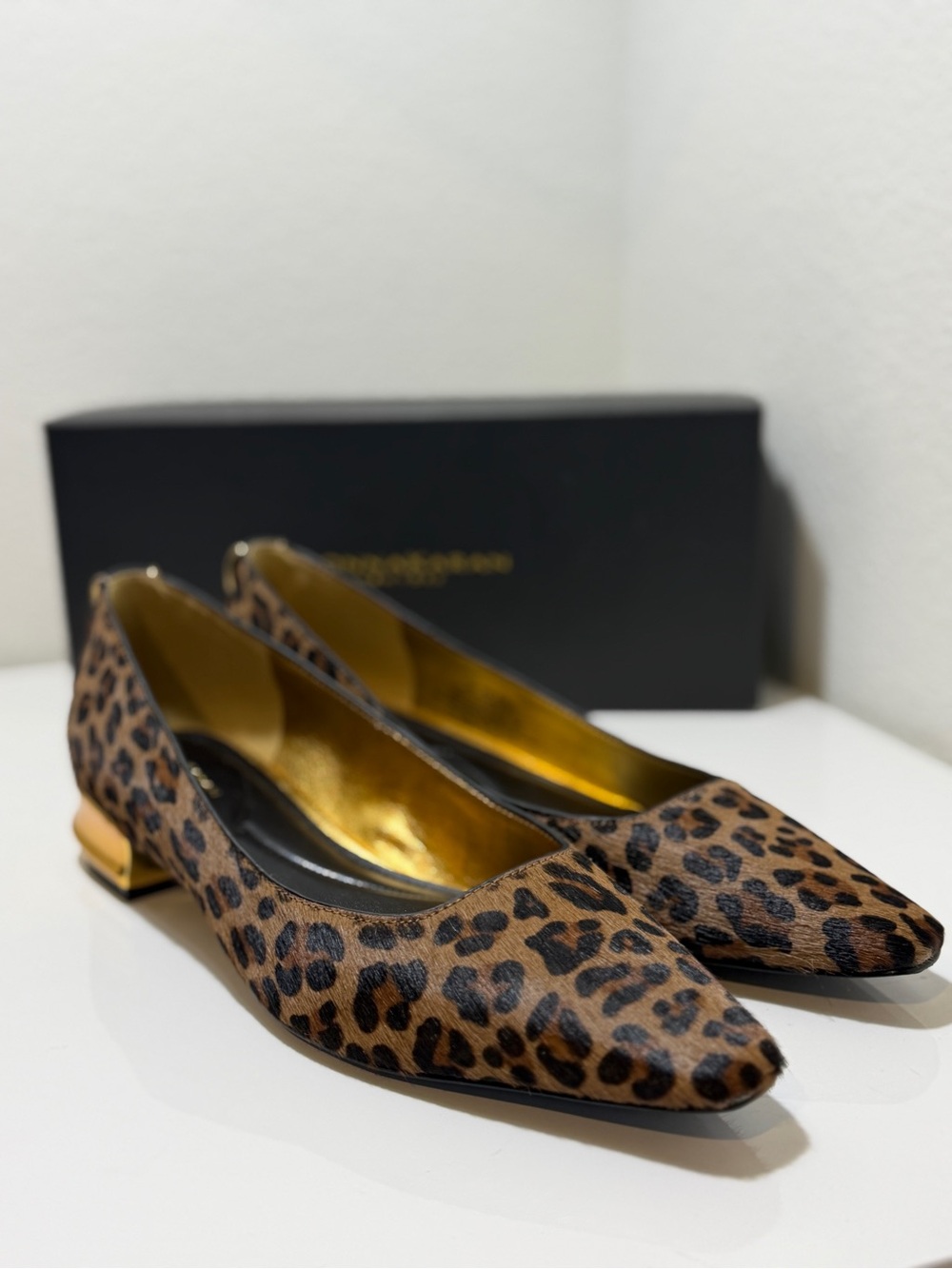 Donna Karan Savita Leopard-Print Calf Hair Flat - Brand New In Box - Women’s 9